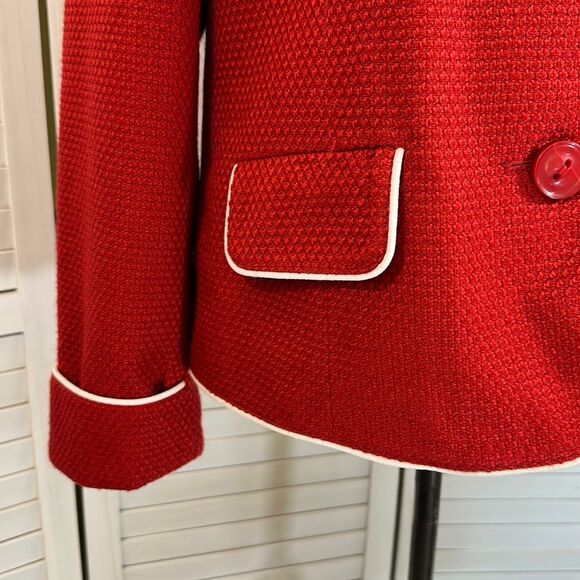 Dennis Basso Size Medium Signature Red Long Sleeve Jacket - Picture 3 of 14